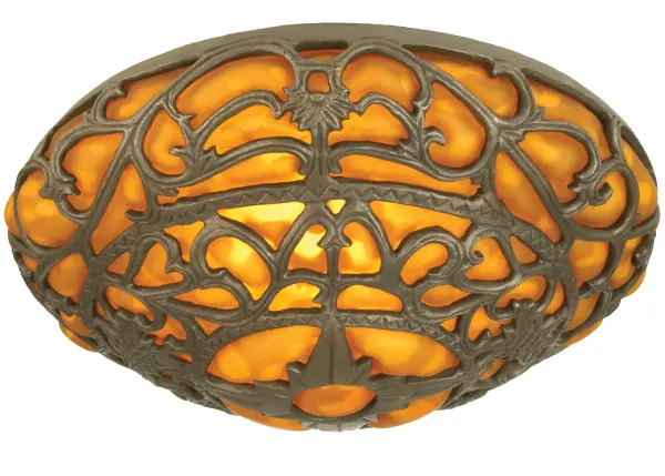 Inspired by the Gothic architecture of medieval Europe... The Castle Braintree Shade is created with Amber blown-glass. Decorative accents are finished in a handsome Mahogany Bronze. Pair this stunning shade with a base to create a handsome table or floor lamp; or match with hardware to build a ceiling or wall fixture. The Castle Braintree Shade is featured in our American designed; handcrafted Gothic Lighting Collection.