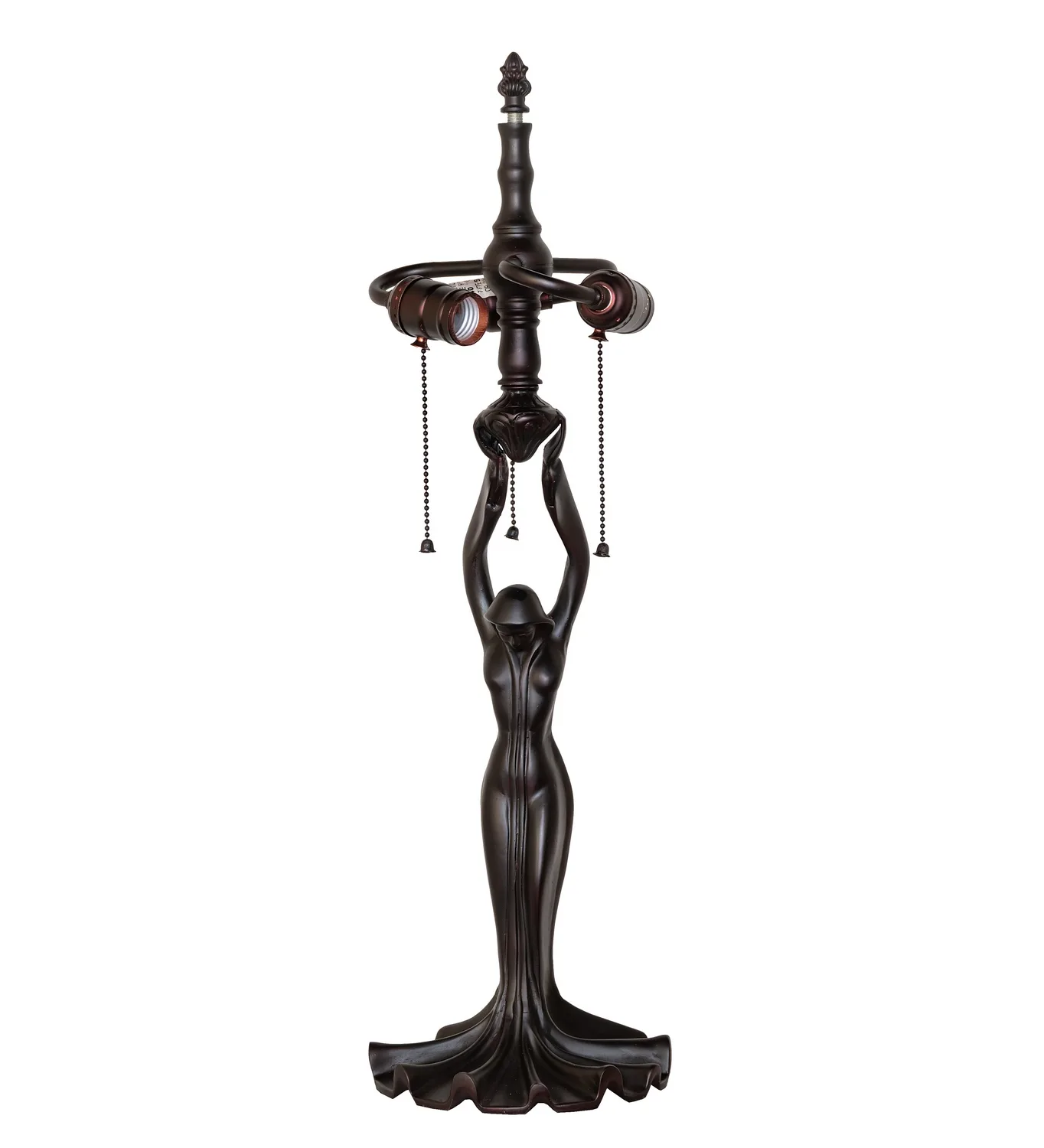 Flying Lady Three Light Table Base in Wrought Iron