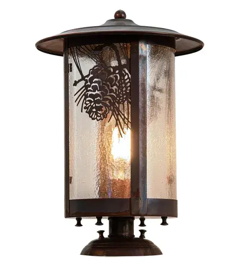 The material is Copper and Glass. The finish is Vintage Copper. The glass is Clear Seedy. - alternate view