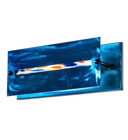 The material is Steel and Glass. The finish is Transparent Blue. The diffuser is Philly" glass and Clear Frosted glass. " - alternate view