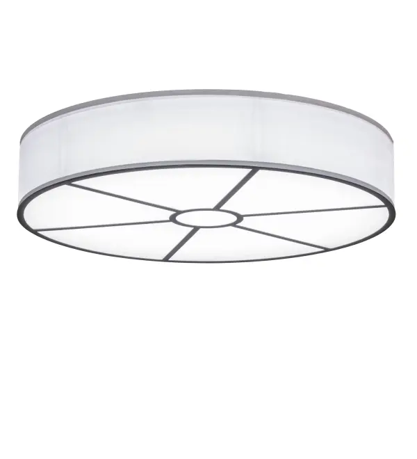 This ceiling fixture features a Natural Textrene shade complemented with a Statuario Idalight bottom diffuser and an Oil Rubbed Bronze finish. Ideal for dining tables and living areas. Included in our American-made, American-designed, handcrafted Modern Lighting Collection and manufactured in Yorkville, New York. UL and cUL listed for dry and damp locations. Not recommended for excessive moisture environments. Collection: Cilindro Finish: Oil Rubbed Bronze Glass: Statuario Idalight And White Textrene Width: 36.00" Height: 7.00" Length: 36.00" Weight: 43.00 lb Number of Bulbs: 2 Maximum Wattage: 63.40 W Bulb Type: STRIP Bulb Base: INTEGRAL Light Source: LED Color Temperature: 3000 K Material: Steel Country of Origin: USA Safety Listing: Damp Safety Rating: Damp LED