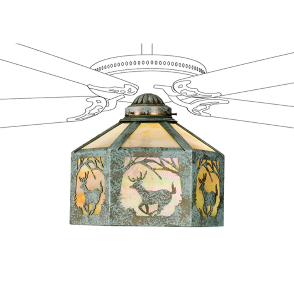 Lone Deer One Light Fan Light Shade in Verdigris