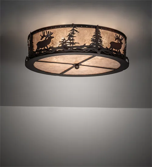 22" Wide Elk at Dusk Flushmount
