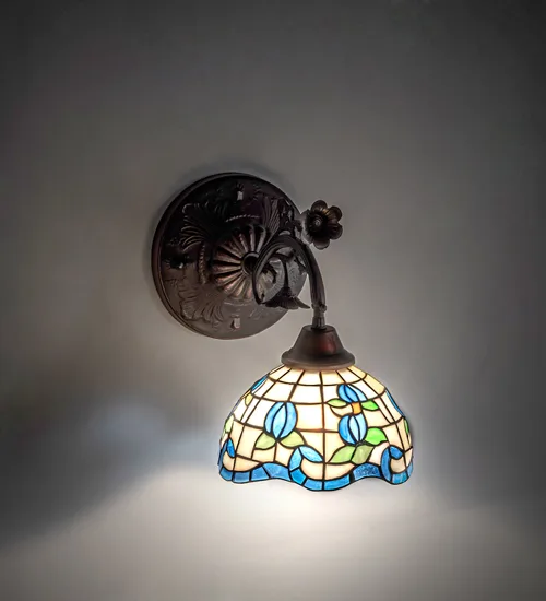 8" Wide Roseborder Wall Sconce