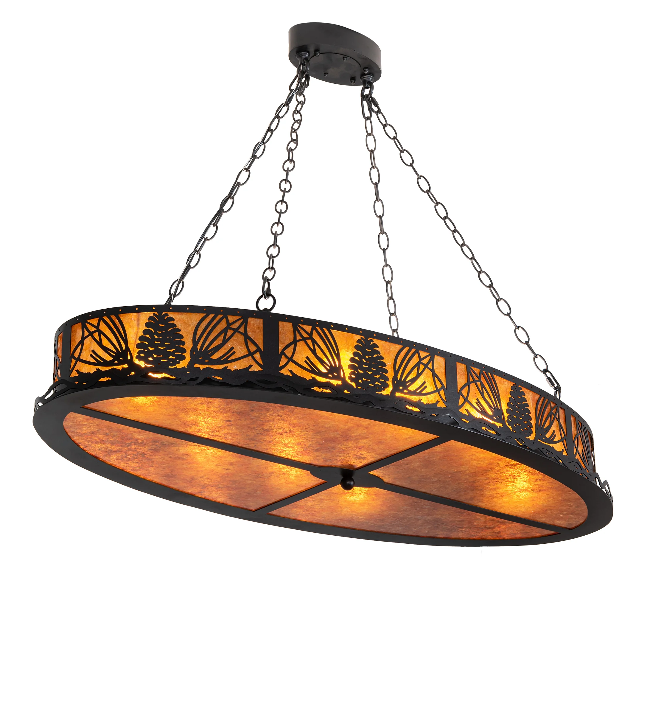 Pinecone Eight Light Pendant in Textured Black