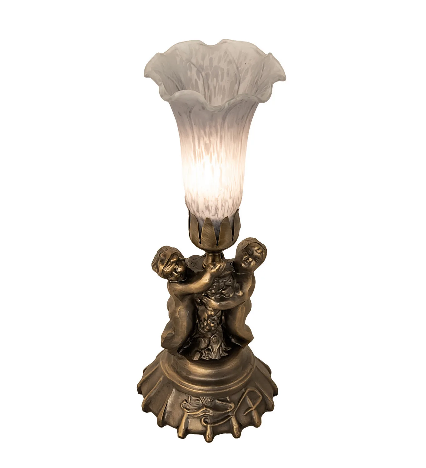 Gray One Light Mini Lamp in Antique Brass
