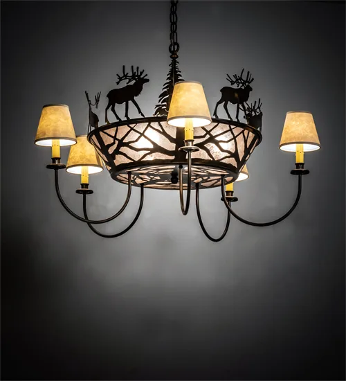 35" Wide Elk on the Loose 5 Light Chandelier