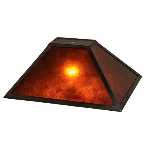 Simple, clean lines and geometric shapes are the hallmarks of the Mission style. This stunning Amber Mica shade is complemented with a frame offered in a Mahogany Bronze finish. The shade can be paired with a base to create a lamp or matched with hardware to build a ceiling fixture in fine homes and other spaces from Biltmore, North Carolina, to Dumbarton Oaks in Washington, DC, to Montecito, California. The Mission Oblong Shade is included in our American-designed, handcrafted Mission Lighting Collection. Collection: Mission Finish: Mahogany Bronze Glass: Amber Mica Width: 11.50" Height: 6.75" Length: 16.00" Weight: 1.00 lb Material: Steel Country of Origin: CHINA Safety Rating: Dry
