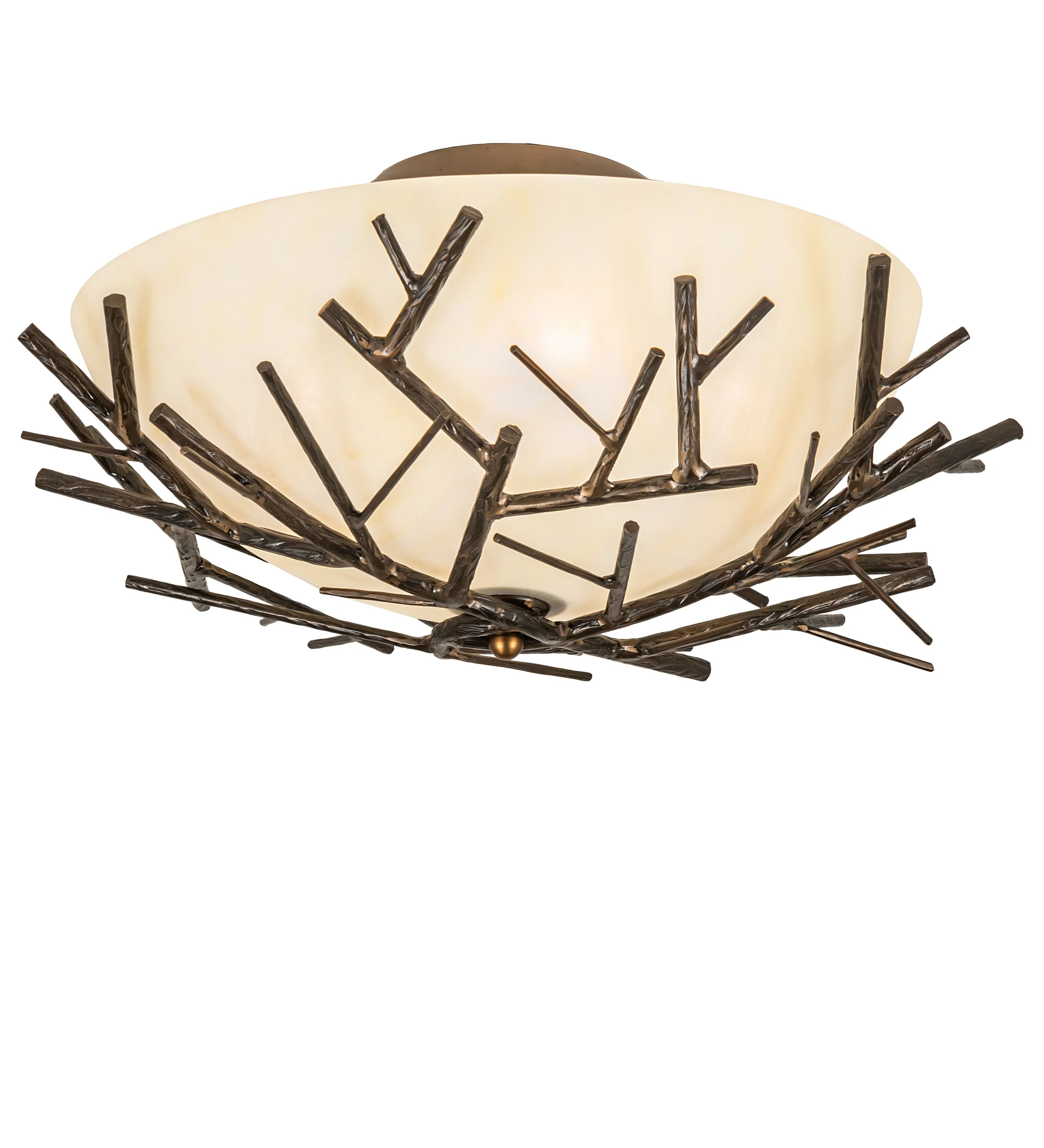 Branches Four Light Semi-Flushmount in Antique Copper
