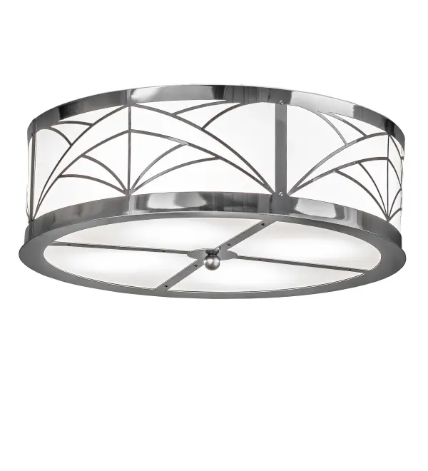 This ceiling fixture features a round profile and a dramatic Deco design; defining a modern; sophisticated aesthetic. This Statuario Idalight shade is complemented with a matching diffuser on the bottom surface and a Polished Aluminum finish. The luminaire is perfect for illuminating dining areas and entryways in fine homes and hospitality spaces. The Revival Cilindro Deco Flush Mount is included in our American-made; American-designed; handcrafted Modern Lighting Collection and manufactured in Yorkville; New York.?The fixture?is UL and cUL listed for dry and damp locations.