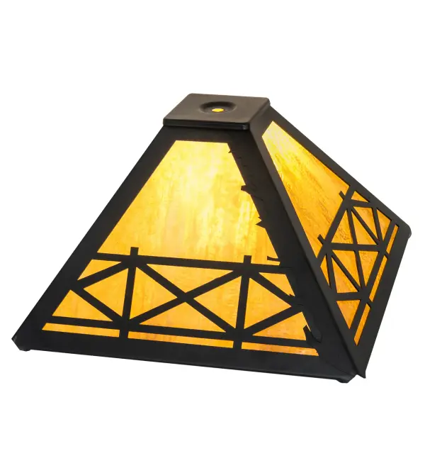 Every Meyda Tiffany item is a unique handcrafted work of art. Natural variations in the wide array of materials that we use to create each Meyda product make every item a masterpiece of its own. Photographs are a general representation of the product. Colors and designs will vary. Collection: Corral Finish: Textured Black Glass: Honey Amber Width: 16.00" Height: 6.75" Length: 12.00" Weight: 5.00 lb Extension from Wall: 11.50" Material: Steel Country of Origin: USA Safety Listing: Dry Safety Rating: Dry
