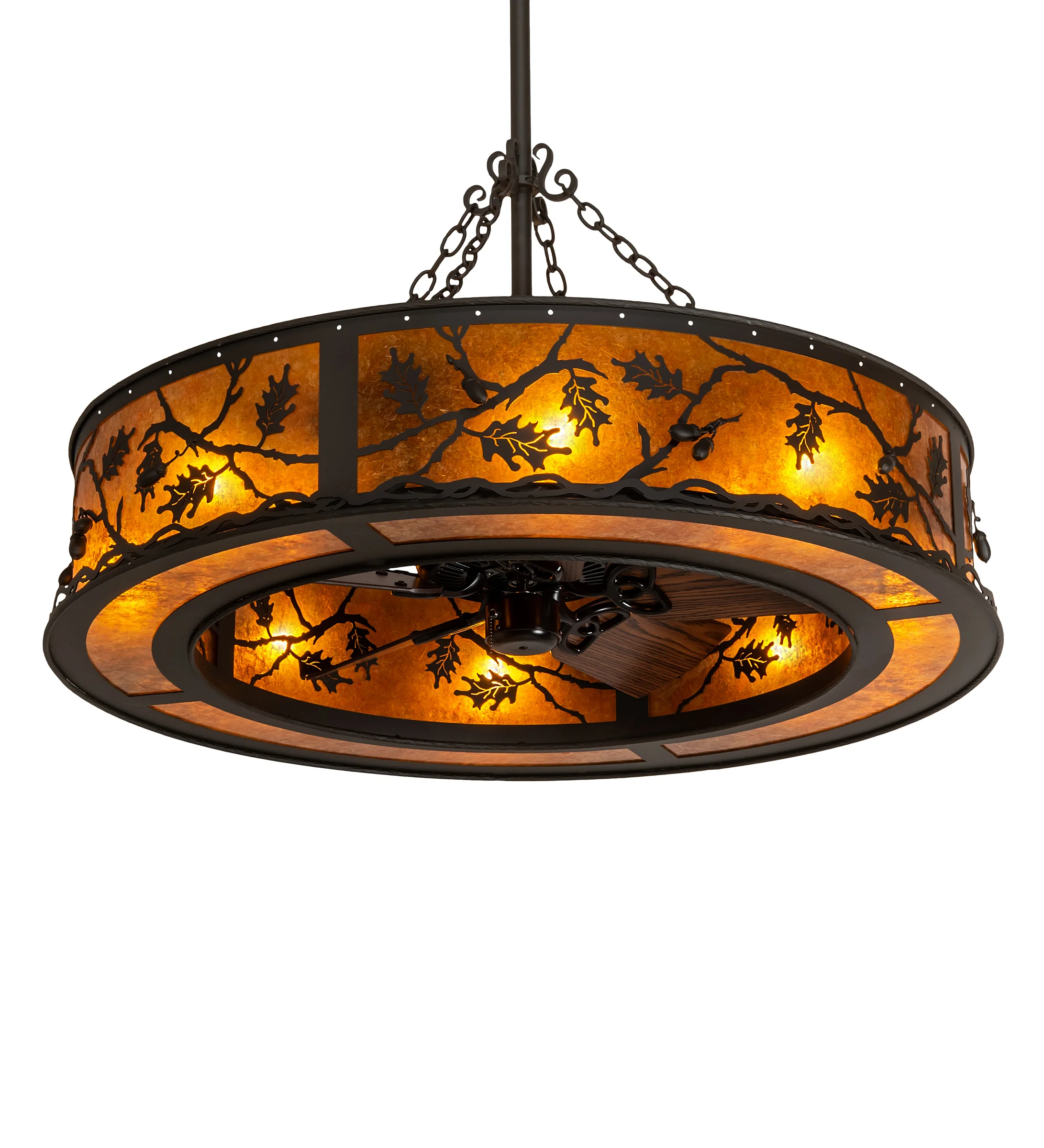 Oak Leaf & Acorn Eight Light Chandel-Air in Oil Rubbed Bronze