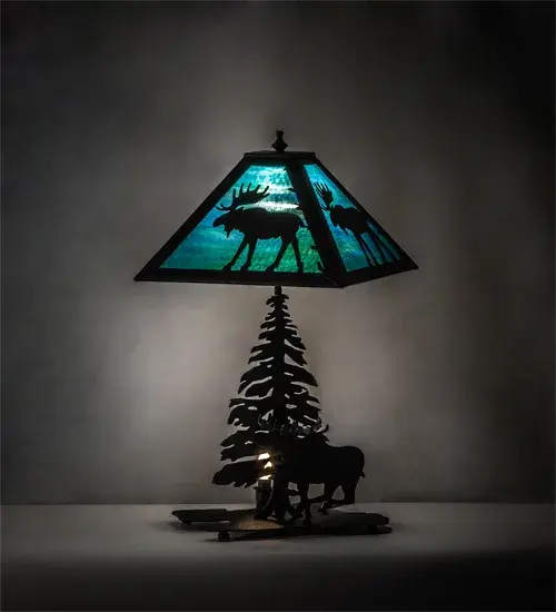21" High Lone Moose Table Lamp - Image 1
