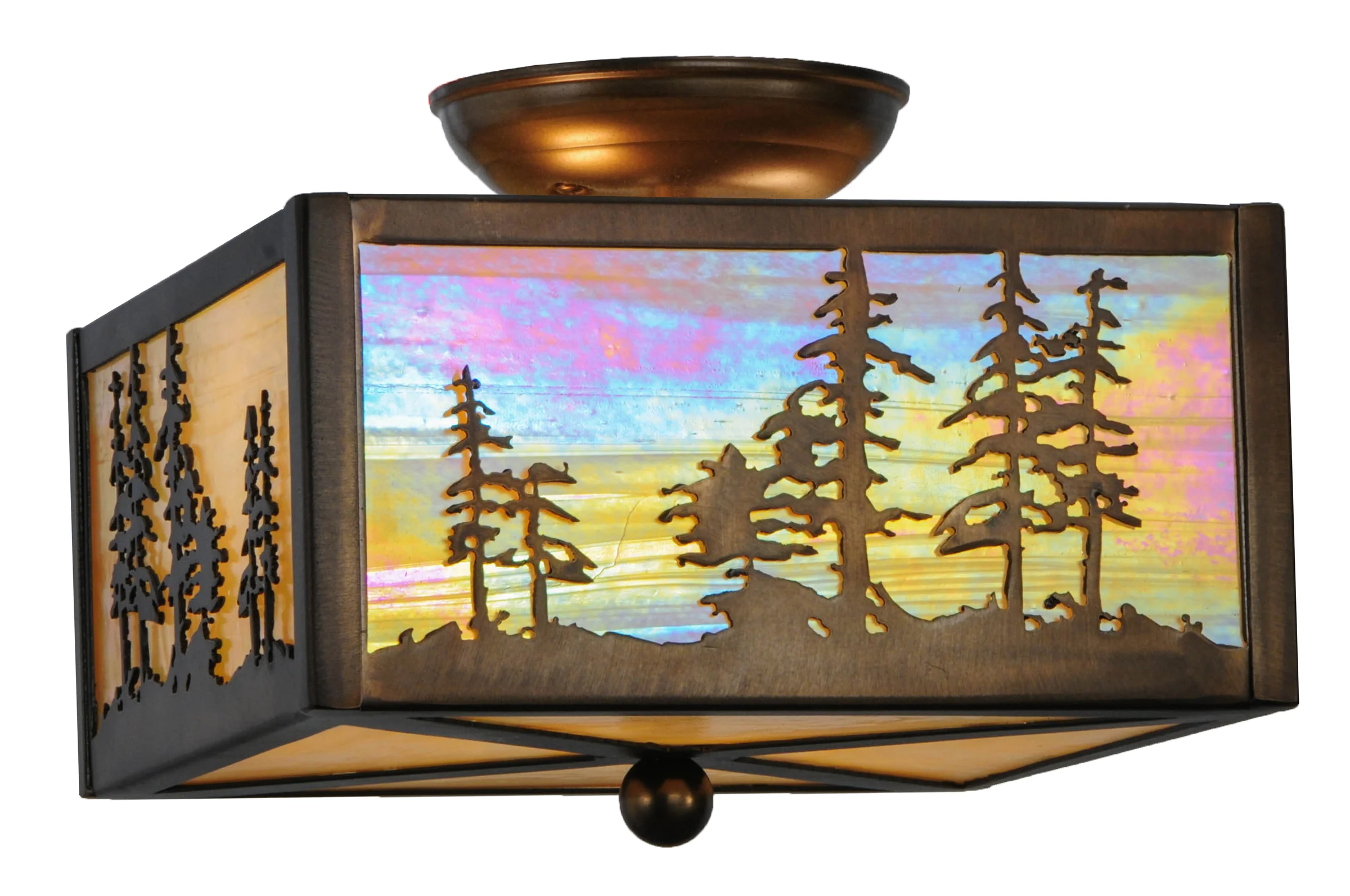 10"Sq Tall Pines Flushmount