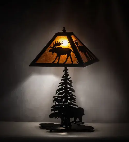 21" High Lone Moose Table Lamp - Image 1