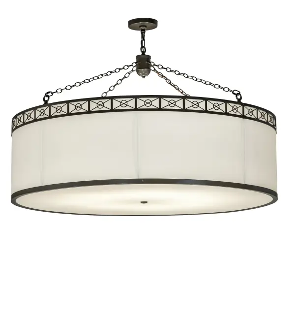 This pendant features an appealing round profile and circular X designs around the upper perimeter of the shade; creating a modern and sophisticated aesthetic. This Eggshell Textrene shade features a Statuario Idalight diffuser on the bottom surface and is complemented with a Timeless Bronze finish. The pendant is perfect for illuminating dining areas and entryways in fine homes and hospitality spaces. The Cilindro Circle X Pendant is included in our American-made; American-designed; handcrafted Modern Lighting Collection and manufactured in Yorkville; New York. The fixture is UL and cUL listed for dry and damp locations; however; we do not recommend installing it in spaces that experience excessive moisture due to the fabric shade.