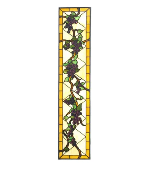 7.25"W X 35.25"H Jeweled Grape Left Sided Stained Glass Window