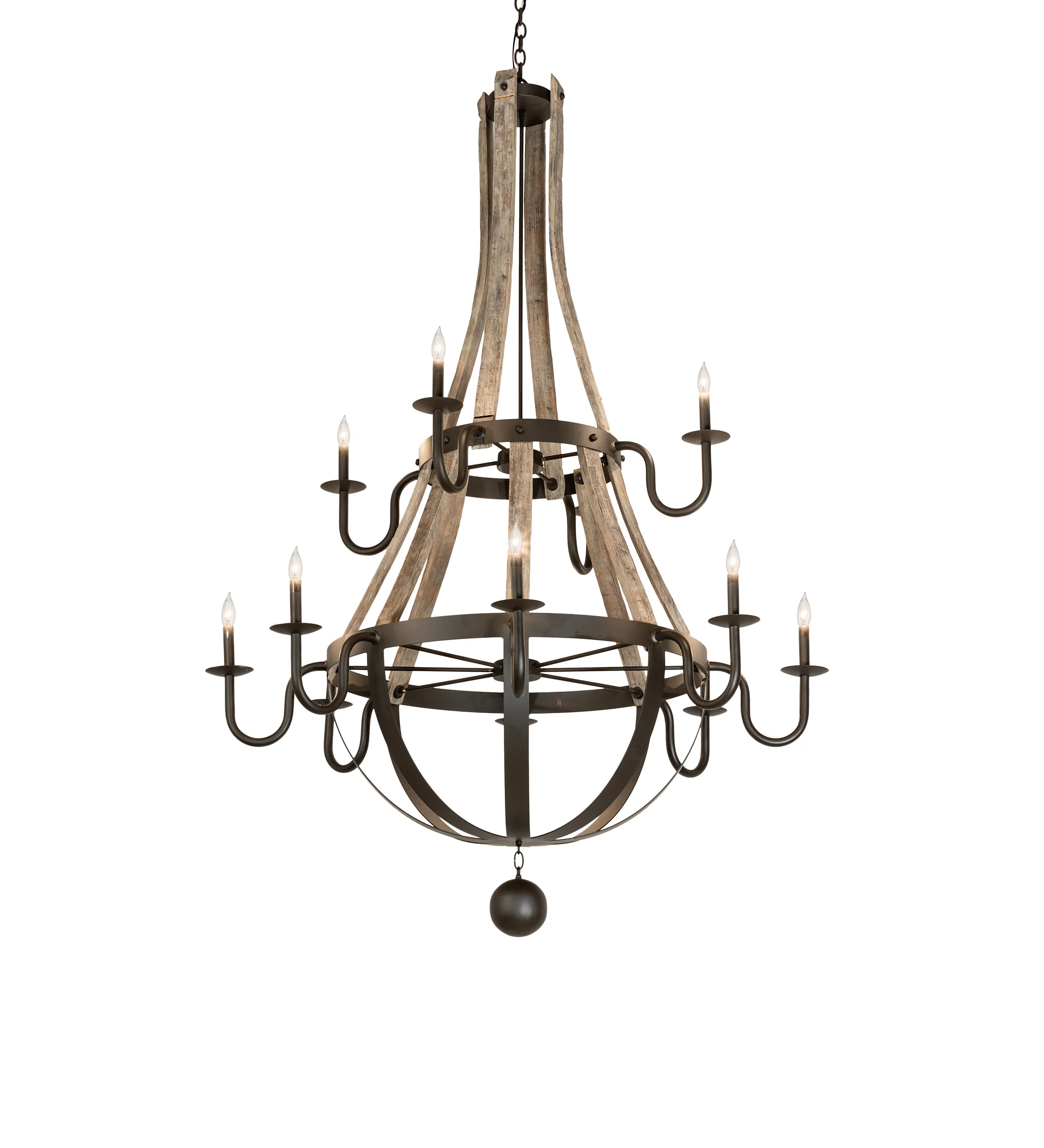 Barrel Stave 12 Light Chandelier in Oil Rubbed Bronze