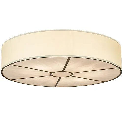 Designed with a curved profile and a clean architectural look; this appealing and versatile ceiling fixture defines a sophisticated aesthetic. This pendant reveals a Beige Textrene shade enhanced with a Whitestone Idalight bottom diffuser and hardware featured in an Antique Silver finish. The ceiling luminaire can illuminate a dining room or corridors in homes; lounges; and restaurants. The Cilindro Textrene Flush Mount is part of our American-made; American-designed; handcrafted Modern Lighting Collection; manufactured in Yorkville; New York.The fixture is UL and cUL listed for dry and damp locations; however; we do not recommend installing it in spaces that experience excessive moisture due to the fabric shade. - alternate view