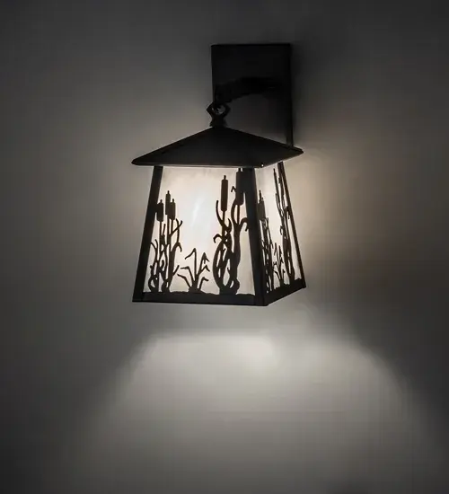 7" Wide Reeds & Cattails Hanging Wall Sconce - Image 1