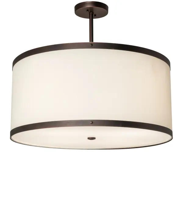 Designed for a sophisticated; refined look. The Cilindro Pendant features an Eggshell Textrene shade; complemented with a Statuario Idalight bottom diffuser; and is enhanced with Mahogany Bronze finished hardware. The luxurious pendant is ideal for illuminating dining rooms; living areas; and various residential; hospitality; and commercial spaces. The Cilindro Textrene Shade is included in our American-made; American-designed; handcrafted Transitional Lighting Collection. This fixture is manufactured in Yorkville; New York. The fixture is UL and cUL listed for dry and damp locations; however; we do not recommend installing it in spaces that experience excessive moisture due to the fabric shade.