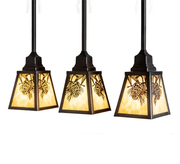 The material is Brass; Steel; and Glass. The finish is Craftsman Brown and Oil Rubbed Bronze. The glass is Beige. - alternate view