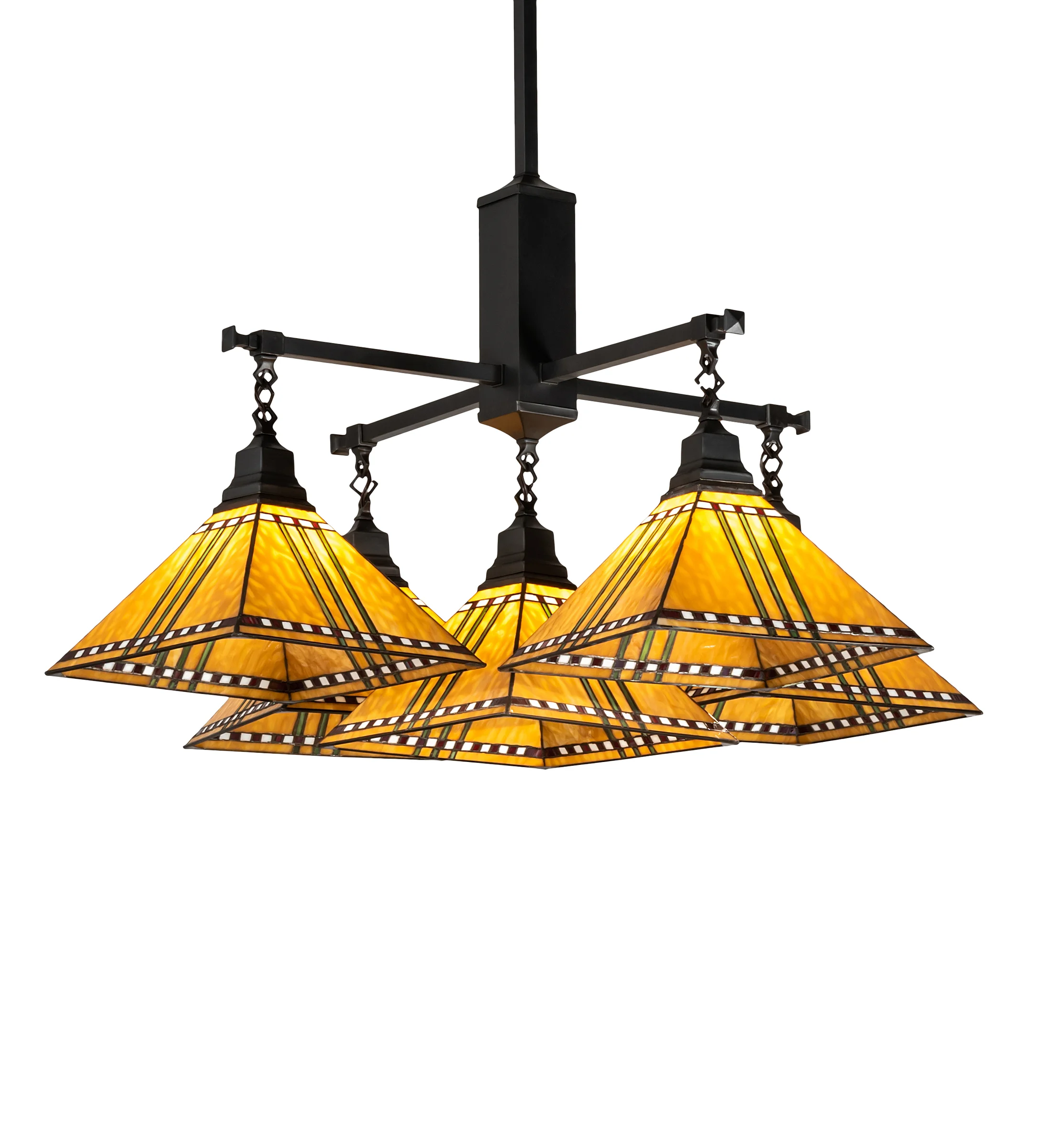 Prairie Corn Five Light Chandelier in Craftsman Brown