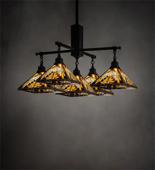 36" Square Nuevo Mission 5 Light Chandelier