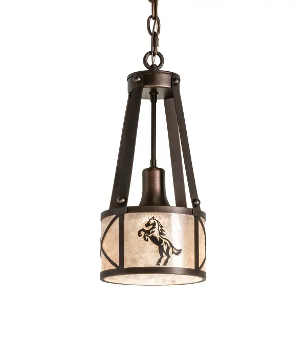 The material is Steel and Mica. The finish is Mahogany Bronze and Solar Black. The diffuser is Silver Mica.