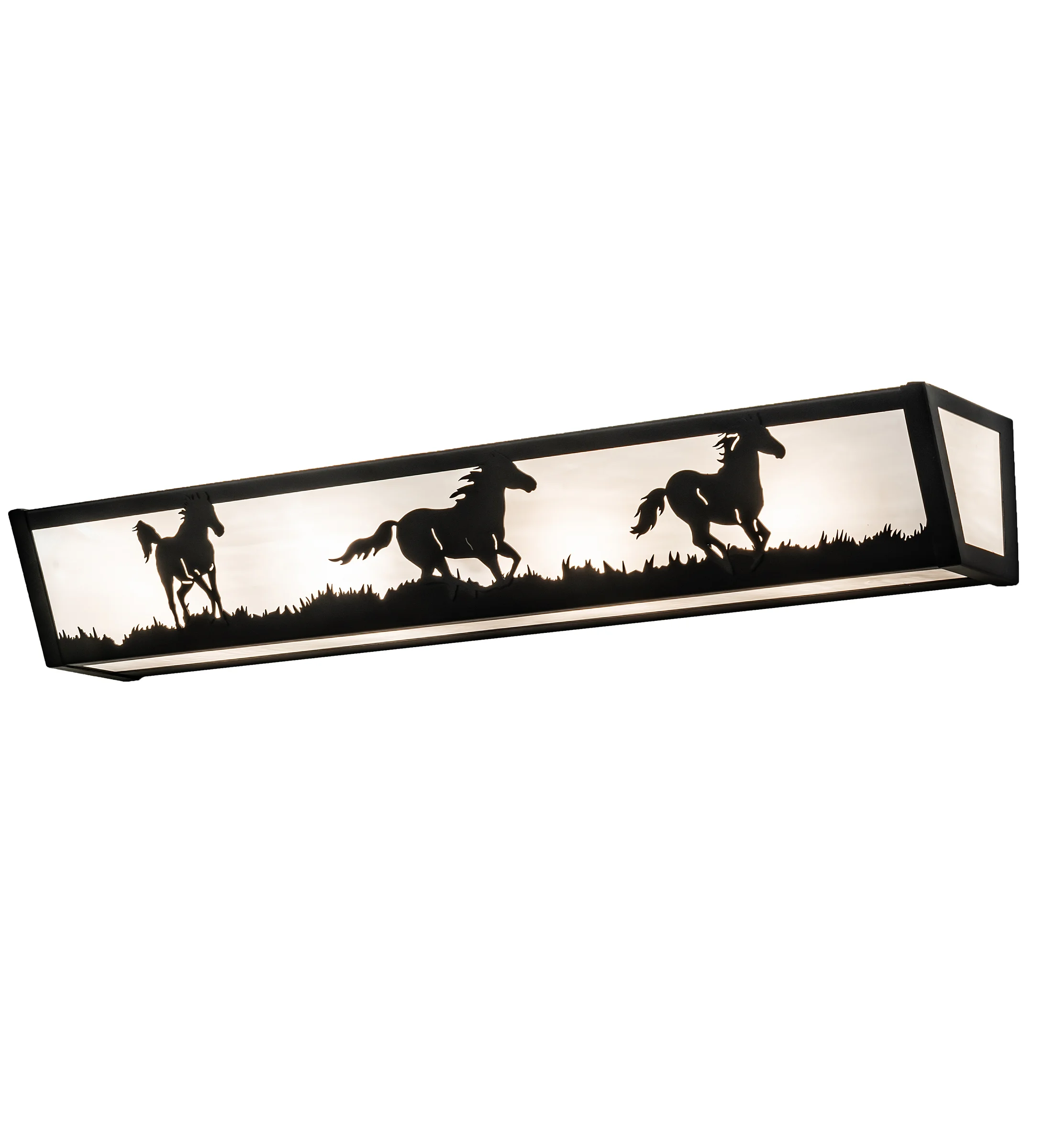 Running Horses Four Light Vanity in Textured Black