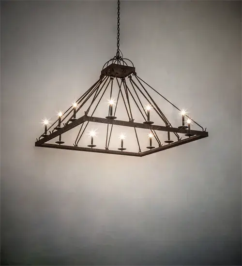 60" Square Retreat 12 Light Chandelier - Image 1