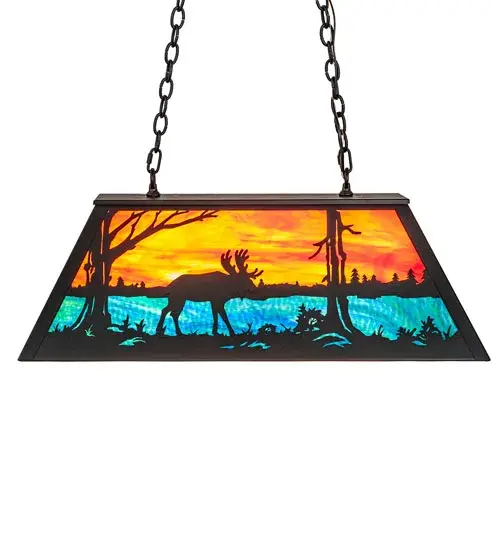 33" Long Moose at Lake Oblong Pendant - Image 5