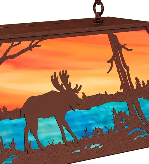 33" Wide Moose at Lake Oblong Pendant - Image 6