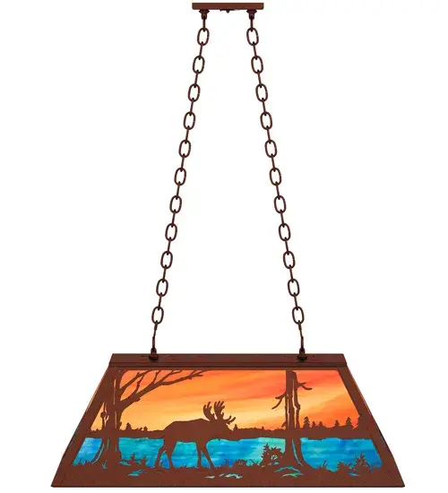 33" Wide Moose at Lake Oblong Pendant - Image 7