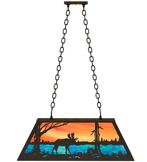 33" Long Moose at Lake Oblong Pendant - Image 7