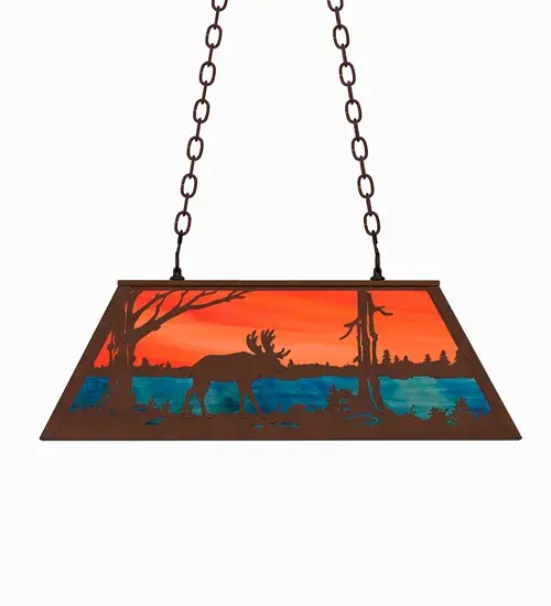 33" Long Moose at Lake Oblong Pendant - Image 3