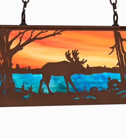 33" Long Moose at Lake Oblong Pendant - Image 6