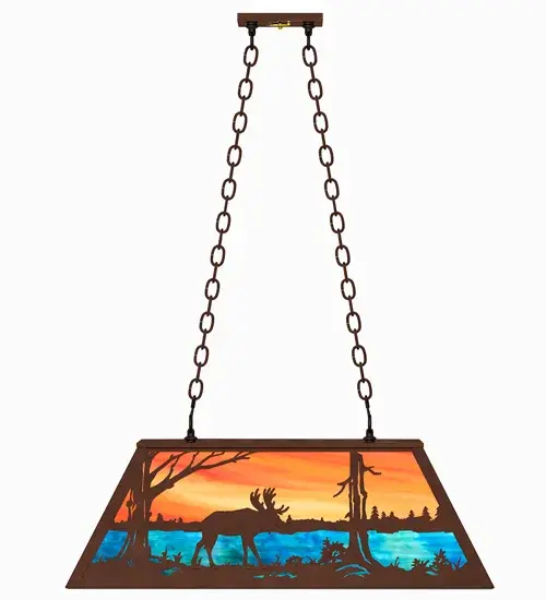 33" Long Moose at Lake Oblong Pendant - Image 7