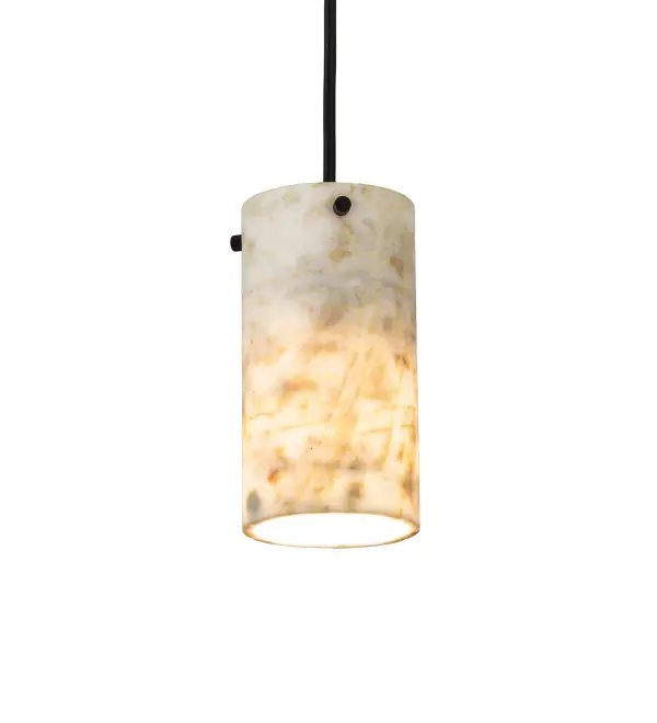 his pendant features an appealing round profile and a stunning White and Light Green Jadestone shade; defining a modern; architectural aesthetic. This White Jadestone cylindrical-shaped diffuser shade is complemented with a Textured Black finish. The mini pendant is perfect for grouping in multiples to illuminate bars; islands; counters; and dining tables in fine homes and hospitality spaces. The Cilindro Jadestone Mini Pendant is included in our American-made; American-designed; handcrafted Modern Lighting Collection and manufactured in Yorkville; New York. The fixture is UL and cUL listed for dry and damp locations.
