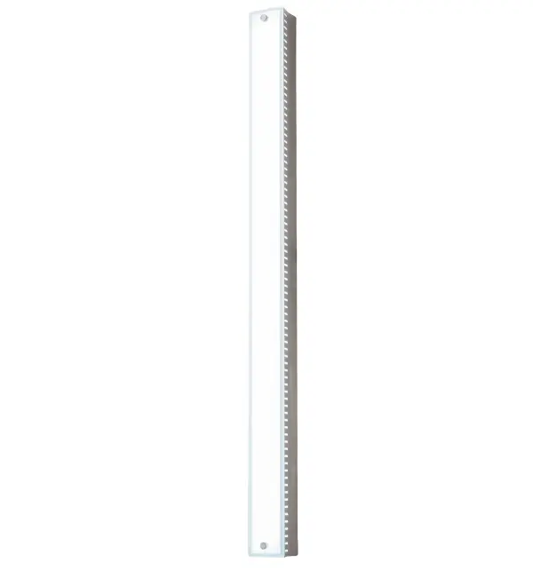 This slim vanity light/wall sconce displays a minimalist design. The White Frosted Lens is encased with a Satin Nickel powder coat metal finish with rows of metal voids on each side. Integral LEDs feature beautiful, flattering light, energy efficient, and long life. With a 48-inch length, this wall luminaire is also available in 24-inch (model 235741) and 36-inch (model 235742) lengths for various applications. The fixture is ideal for fine baths and corridors in homes and hospitality locations from Richmond, Virginia, to Boise City, Idaho, to Fremont, California. The Morada Wall Sconce is included in our American-designed, handcrafted Modern Lighting Collection. UL and cUL listed for dry and damp locations. Collection: Morada Finish: Satin Nickel Powder Coat Glass: White Frosted Glass Width: 3.50" Height: 48.00" Length: 3.75" Weight: 14.00 lb Extension from Wall: 3.75" Maximum Wattage: 41.00 W Bulb Type: STRIP Bulb Base: Integral Light Source: LED Color Temperature: 3500 K Material: Steel Country of Origin: CHINA Safety Rating: Damp LED