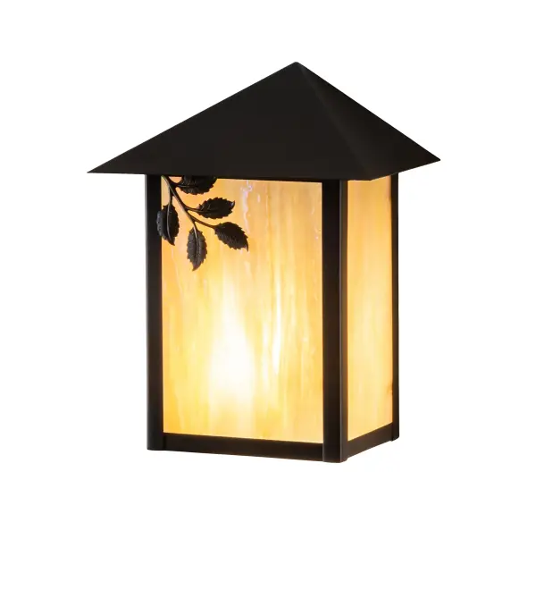 Handcrafted from Solid Brass for indoor and outdoor lighting applications. This interior/exterior wall sconce features a Sprig filigree accent highlighted on Beige Iridescent glass and complemented with a Craftsman Brown finish. This wall fixture is ideal for entryways and covered porches and patios; illuminating timber homes; modern farmhouses; and other spaces from Traverse City; Michigan; to Lake Tahoe; Nevada; to Lake Geneva; Wisconsin. The Seneca Sprig Wall Sconce is included in our American-made; American-designed; handcrafted Craftsman Signature Series and manufactured in Yorkville; New York. UL and cUL listed for dry; damp; and wet locations. Our Build Your Own Craftsman Signature Series features unlimited combinations of styles; functions; sizes; and finishes. Options include lanterns; pier and post mounts; and deck lights crafted of marine-grade materials like brass and copper with timeless living finishes offered to endure harsh climates.