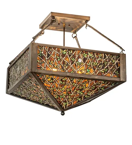 23" Square Bamboo Semi-Flushmount - Image 2