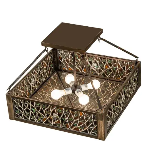 23" Square Bamboo Semi-Flushmount - Image 4