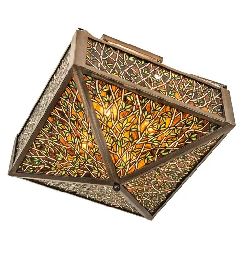 23" Square Bamboo Semi-Flushmount - Image 6