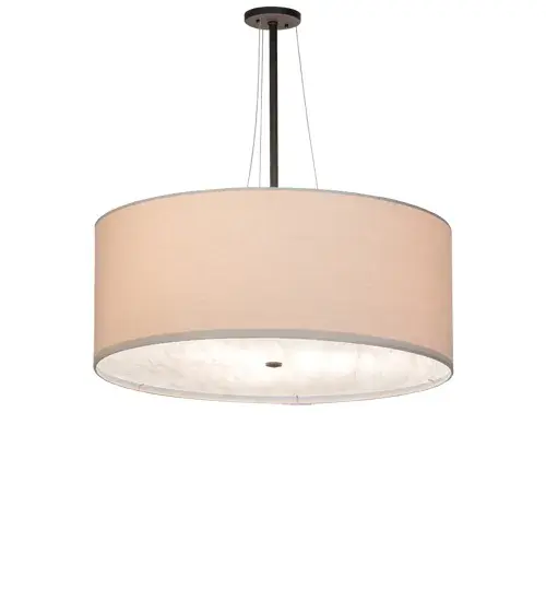 Designed for a sophisticated, refined look. The Cilindro Pendant features a Natural Textrene shade, complemented with an Angelwing Idalight bottom diffuser, and is enhanced with Oil Rubbed Bronze finished hardware. The luxurious pendant is ideal for illuminating dining rooms, living areas, and various residential, hospitality, and commercial spaces. The Cilindro Textrene Shade is included in our American-made, American-designed, handcrafted Transitional Lighting Collection. This fixture is manufactured in Yorkville, New York. The fixture is UL and cUL listed for dry and damp locations, however, we do not recommend installing it in spaces that experience excessive moisture due to the fabric shade. Collection: Cilindro Finish: Oil Rubbed Bronze Glass: Angelwing Idalight/Natural Textrene Width: 30.00" Height: 30.00" Length: 30.00" Weight: 10.00 lb Number of Bulbs: 3 Maximum Wattage: 12.00 W Bulb Type: A19 Bulb Base: E26 Light Source: LED Material: Steel Country of Origin: USA Safety Rating: Damp LED - alternate view