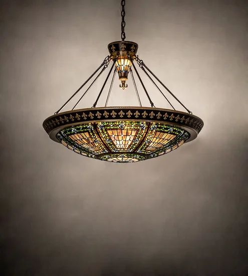 38" Wide Fleur-de-lis Inverted Pendant