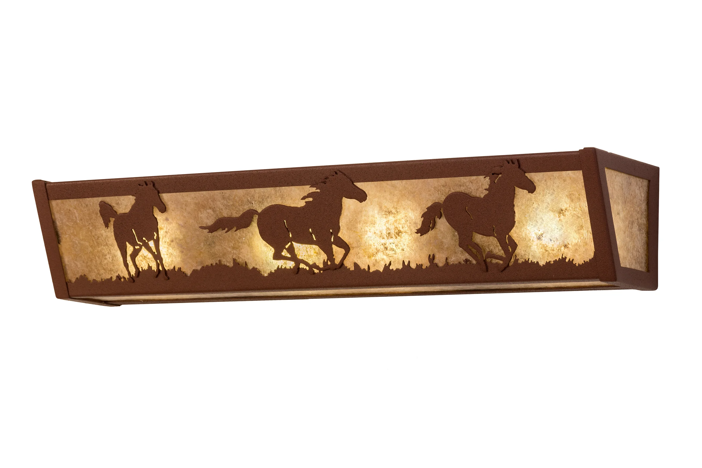 Running Horses Four Light Vanity in Rust