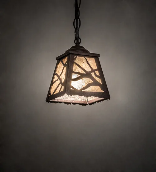 6" Square Spruce Pine Mini Pendant