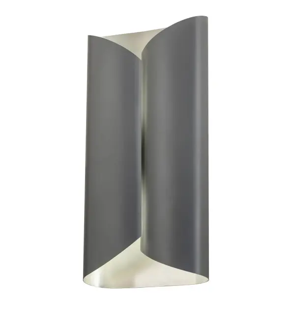 A striking, sculptured lighting design appears to unfold organically. You can elevate your home's aesthetics with this luminaire, which is finished in a Nickel/Weatherable Dark Grey and guides the way along hallways and entryways. Integral LED light escapes through the openings and fans out over the wall as an ambient glow. With a sleek, curvaceous, minimalist design, this ADA wall fixture can illuminate corridors and lobbies from Worcester, Massachusetts, to Newport News, Virginia, to Brownsville, Texas. The Escroe Wall Sconce is included in our American-made, American-designed, handcrafted Modern Collection and is manufactured in Yorkville, New York. UL and cUL listed for dry and damp locations. Collection: Escroe Finish: Nickel/Weatherable Dark Grey Glass: Grey Width: 12.00" Height: 23.50" Length: 4.00" Weight: 12.00 lb Extension from Wall: 4.00" Number of Bulbs: 1 Maximum Wattage: 6.00 W Bulb Type: Module Bulb Base: Integral Light Source: LED Color Temperature: 3000 K Material: Steel Country of Origin: USA Safety Rating: Damp LED