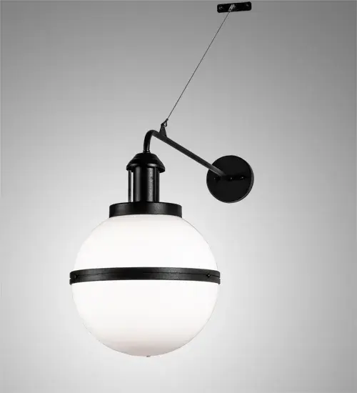 Like a White Glass celestial body adorned with a bold Textured Black circular line dividing the hemispheres. Soft omnidirectional light is projected through the hanging Statuario Idalight orb-shaped diffuser. This neutral hue will complement any decor palette while highlighting a cool architectural element. Domestically produced in our 180,000 square foot manufacturing facility in Yorkville, New York. Diffuser colors, metal finishes and pendant sizes can be customized to your needs. UL and cUL listed for dry and damp locations. Collection: Bola Finish: Textured Black Glass: Statuario Idalight Width: 12.00" Height: 38.00" Length: 34.50" Weight: 6.50 lb Extension from Wall: 34.50" Number of Bulbs: 1 Maximum Wattage: 60.00 W Bulb Type: A19 Bulb Base: E26 Material: Steel Country of Origin: USA Safety Rating: Damp - alternate view